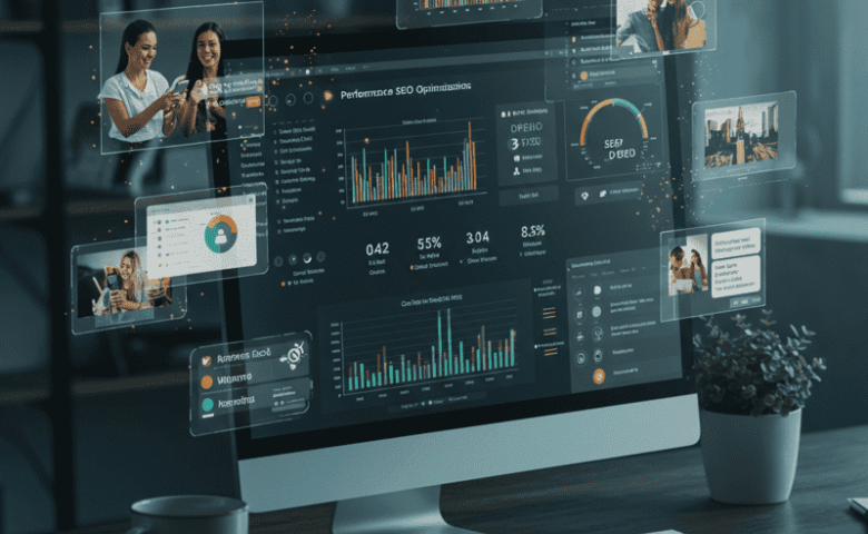 Gestão de marketing digital em um monitor alugado pela uniir