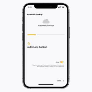 Interface de backup automático ativado em serviço de nuvem