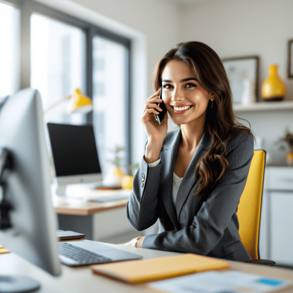 atendente de aluguel de celulares com linha telefônica