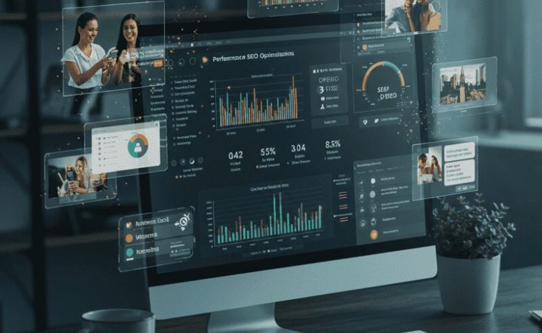 Gestão de marketing digital em um monitor alugado pela uniir